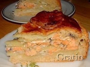 Пасхальный картофельный пирог с рыбой