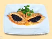 Блины ажурные с чёрной икрой Блины ажурные с чёрной икрой